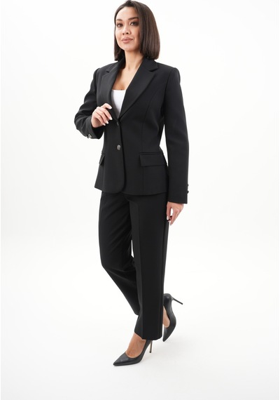 Velnara Moda Siyah Modern Klasik Kadın Takım Elbise - Düğme Detaylı Ceket & Dar Paça Pantolon Siyah - 942454823 Siyah Velnara Moda Siyah Modern Klasik Kadın Takım Elbise - Düğme Detaylı Ceket & Dar Paça Pantolon Siyah - 942454823 Siyah