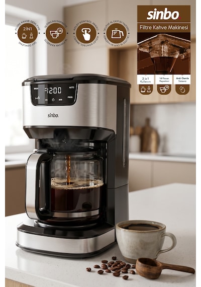 Scm-9041 Otomatik Zaman Ayarlı Xl 14 Fincan Filtre Kahve Makinesi Dijital Göstergeli