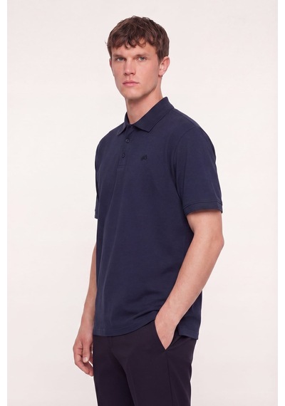 Sabri Özel Erkek Lacivert Normal Kesim Regular Fit Pamuklu Örme Basic Polo Yaka Tişört