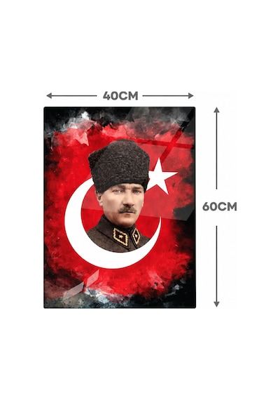 Gökçeoğlu Cam Tablo Temperli Atatürk - İstiklal Marşı - Gençliğe Hitabe 3'lü Takım 3 Farklı Boyut