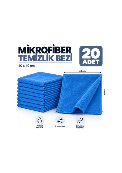 Temizlik Bezi Mikrofiber 40 40 Mavi 20 Adet - 920959042 Diğer