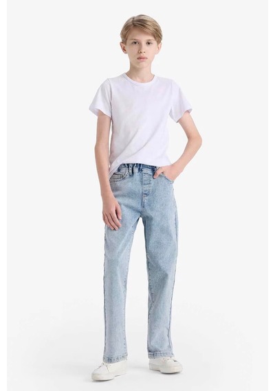 Defacto Erkek Çocuk Balloon Fit Düz Paça Jean Pantolon F3378a825aunm28 Mavi