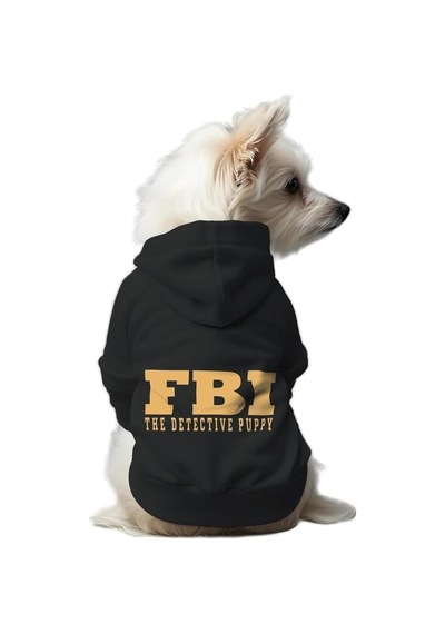 Kedi Ve Köpek Kıyafeti & Elbisesi Siyah Hoodie Fbı Xs