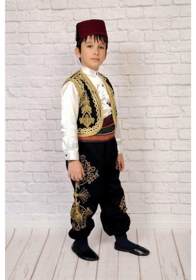 Sedacan Kostüm Türkmen Işlemeli Erkek Çocuk Yöresel Kostüm Siyah