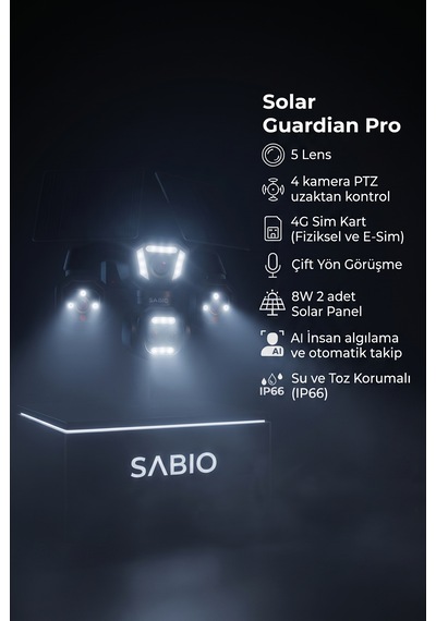 Solar Guardian Pro 5 Lensli 4g Sim Kartlı Solar Panelli Güvenlik Kamerası