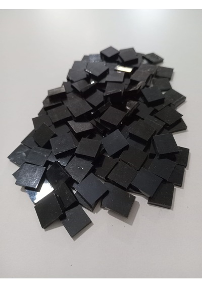 Siyah Kare Vitray Cam Mozaik Taşı - Sanatsal Mozaik İçin Yaklaşık 10x10 Mm