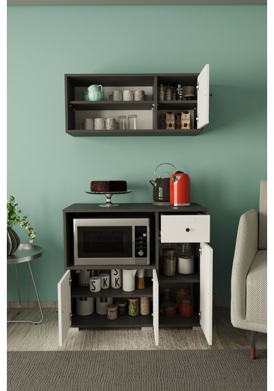 Besta 90 Cm Set Altı Dolap Antrasit - Beyaz