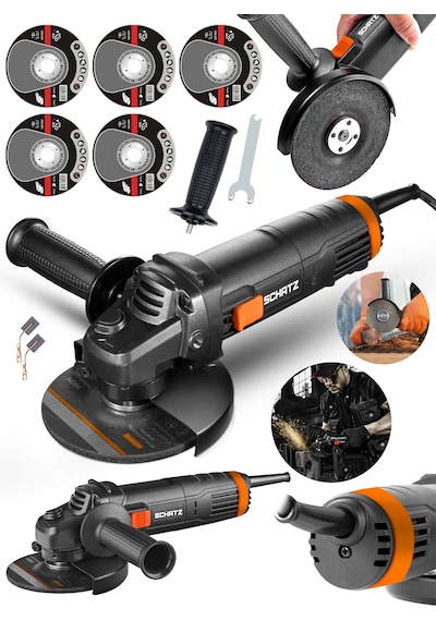Schatz 750w Bakır Sargılı Avuç İçi Spiral Taşlama Demir Metal Kesme Makinesi Siyah 125 Mm + 5 Disk