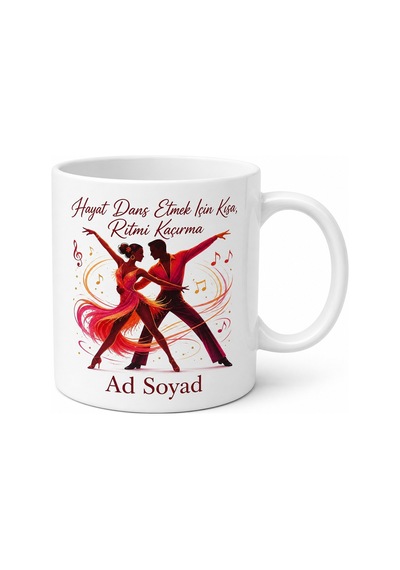 Latin Dansı Seven İçin Kişiye Özel Renkli Baskılı Kupa Bardak Hediye Beyaz / Çok Renkli
