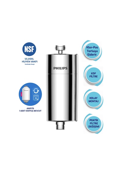 Philips Duş Filtresi Cilt ve Saç Dostu Awp1775ch Krom