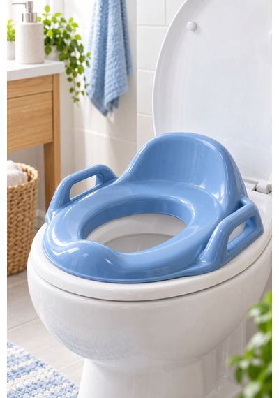 10 Adet Çocuk Klozet Adaptörü Mavi Kulplu Ergonomik Oturak, Taşınabilir Tuvalet Eğitimi Seat Potty Trainer