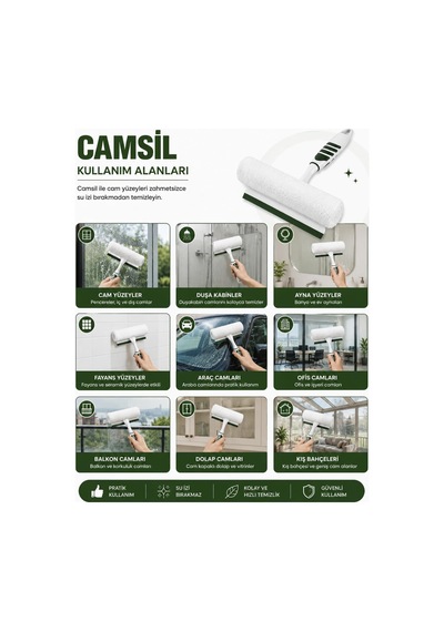 Tr Pratik Kolay Mikrofiber Peluşlu Camsil 2'si 1 Arada Mikrofiber Peluşlu Cam Sileceği İz Bırakmayan Elastrom S Genel