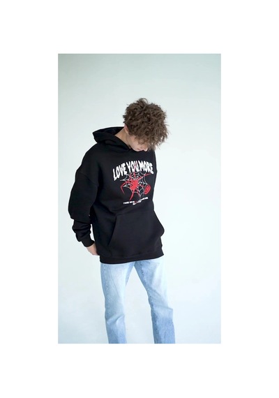Tarzsokak Unisex Love You More Sweatshirt Hoodie Siyah