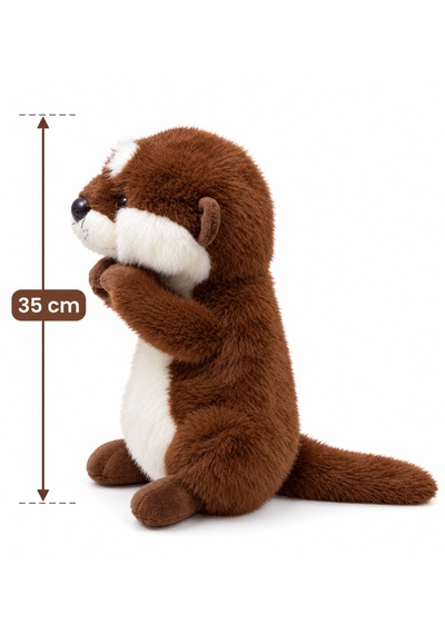 Peluş Su Samuru Oyuncak 35 Cm Kahverengi Beyaz Sevimli Yumuşak Dolgulu Hayvan