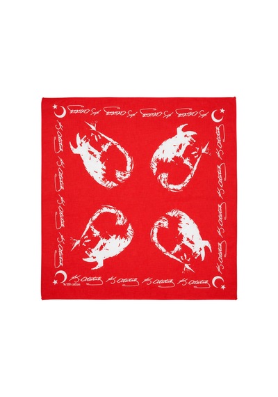 Herşeynota Atatürk Silüetli Kırmızı %100 Pamuk 52x52 Cm Fular Bandana Okul, Etkinlik, Tören, Gösteri Çok Renkli