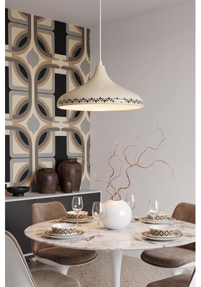 Nova Tulip Metal Sarkıt Avize, Bohem Tavan Lambası Ve Salon Oturma Odası Aydınlatması - Krem - 35 Cm Modern Dek Genel