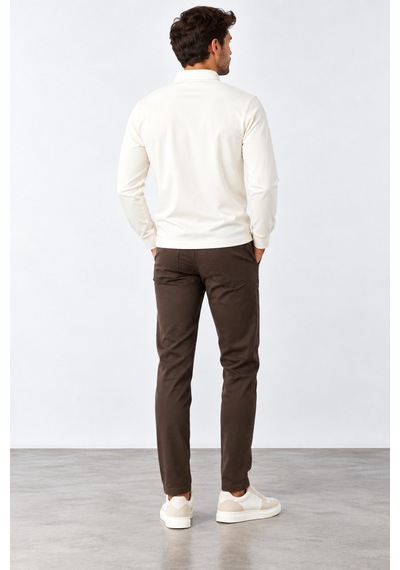 Bihan Store Erkek Polo Yaka Uzun Kollu Sweatshirt W27-8323 - Ekru