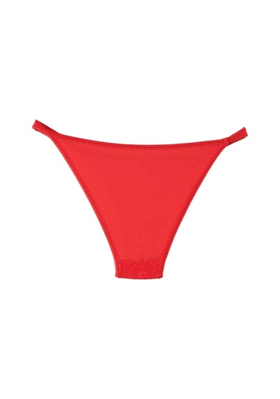 Tutku 12' Li Kadın Çift Biyeli Önü Tüllü Bikini Külot Kırmızı