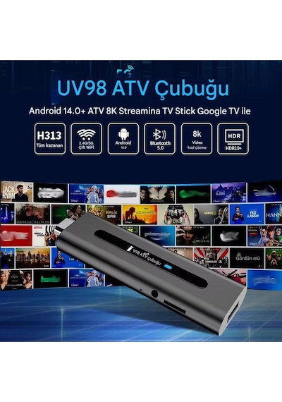 Tv98 Android Sesli Asistan Kumandalı 8k Akıllı Tv Stick H618 Mini Pc Wi-fi 6 Bt 5.0 Tv Alıcısı