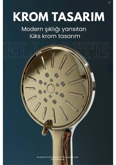 Lüx Duş Seti Geniş Duş Başlığı & Yüksek Kalite Pvc Hortum Çok Renkli