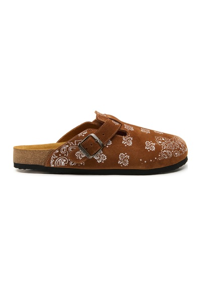 Comfortfusse Folk Capri - Erkek Ortopedik Deri Sabo Terlik Taba Süet Deri