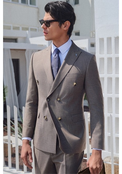 İmza Kahverengi-beyaz Kırlangıç Yaka Kruvaze 6 Drop Slim Fit Tam Astar Esnek Takım Elbise 1001260171 Kahverengi - Beyaz İmza Kahverengi-beyaz Kırlangıç Yaka Kruvaze 6 Drop Slim Fit Tam Astar Esnek Takım Elbise 1001260171 Kahverengi - Beyaz