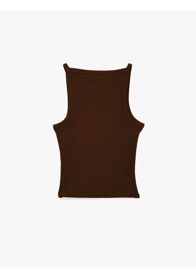 Koton Kaşkorse Kolsuz Pamuklu Slim Fit Askılı Kare Yaka Üst Kahverengi 6sak10388ek Kahve