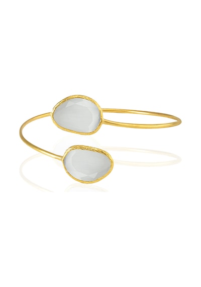 Kadir Jewellery 22 Ayar Altın Kaplama Zirkon Taşlı Ayarlanabilir Trend Bilezik Gri