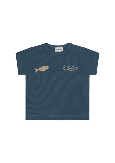 Antebies Bambu, Sustainable, Mavi,balık Nakışlı Kısa Kollu Erkek Bebek Tshirt Şort Takımı