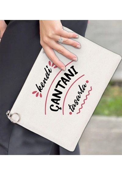 Bk Gift Kişiye Özel Kendin Tasarla Astarlı Portföy Çanta 30x21cm, Baskılı El Çantası, Organizer Çanta Haki