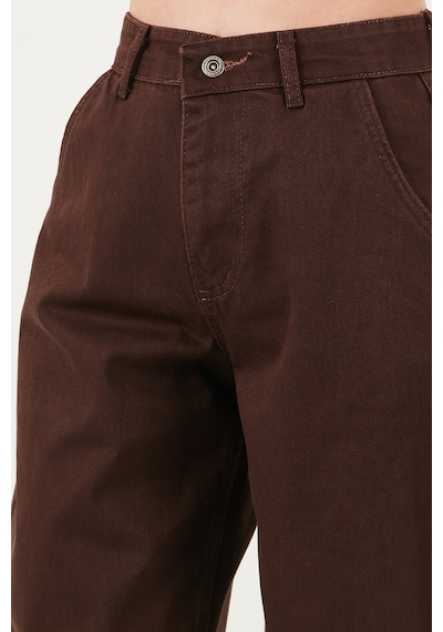 Lela Pamuklu Yüksek Bel Daralan Paça Baggy Kot Pantolon Kadın Kot Pantolon 66930083 Kahve
