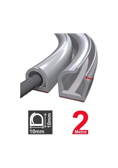 Esnek Kablo Kanalı Yapışkanlı, Gri, 10x10 Mm, 2 Metre, Gt-kk18