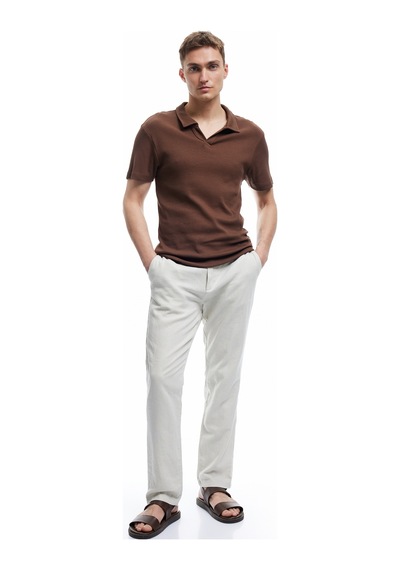 Koton Pamuklu Kısa Kollu Slim Fit Basic Polo Tişört Kahverengi 5sam10026mk Kahve