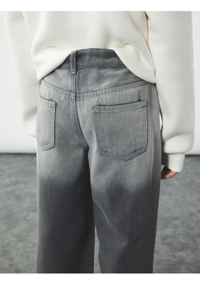 Koton Pamuklu Cepli Wide Leg Jean Pantolon Gri 6wkg40033ad Gri