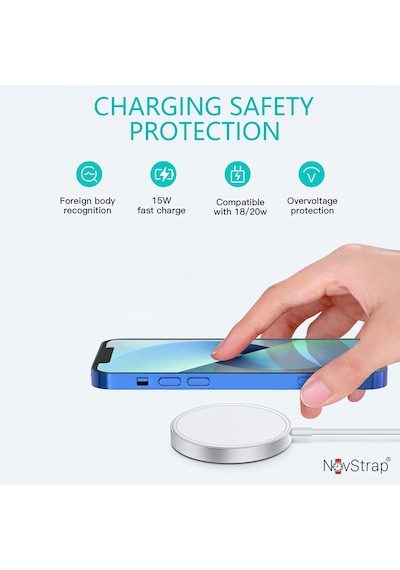 NovStrap Apple Uyumlu iPhone 14 13 12 11 Pro Max Mini Magsafe Şarj Aleti Aygıtı Kablosuz Manyetik Type C