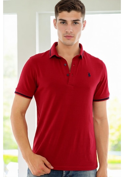 T9586 Dewberry Erkek Polo Yaka T-shırt-bordo Bordo