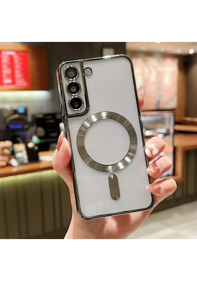 Teknomoda Samsung Galaxy Uyumlu S21 Fe Kılıf Kamera Lens Korumalı Renkli Magsafe Şeffaf Silikon