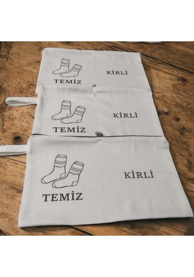Baskılı Kirli-temiz Seyahat Çorap Torbası Siyah