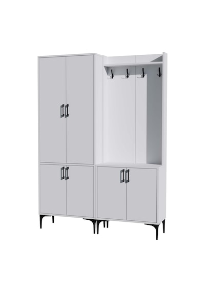 Set 5030-5000 Royal 6 Kapaklı 9 Askılı Portmanto Beyaz