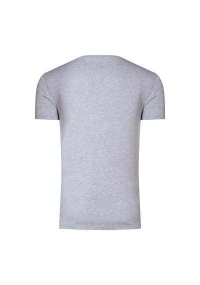 Rich Erkek V Yaka %100 Pamuk Kısa Kollu Gri T-shirt Basic Erkek Tişört Gri