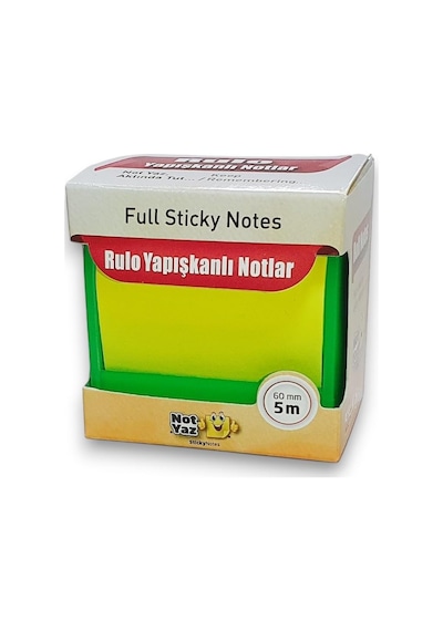 Neon Renkli Yapışkanlı Not Kağıdı Rulosu, 60mm X 5m, 80gr, Plastik Kesme Aparatlı, Ders Çalışma İçin İdeal