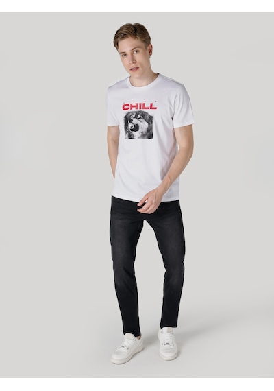 Colin's Colins Regular Fit Bisiklet Yaka Baskılı Beyaz Erkek Kısa Kol Tişört Cl1064710 Beyaz