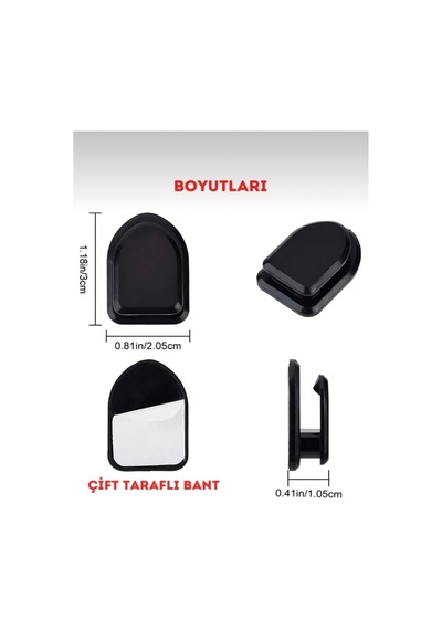 Çok Amaçlı Kanca Seti 10 Adet / Araç - Karavan -ofis-banyo İçin Yapışkanlı Askı Seti Siyah