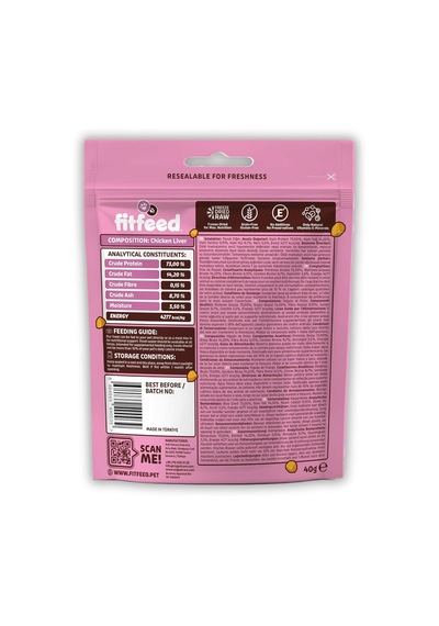 Fitfeed Freeze-dried Çiğ Tavuk Ciğer Köpek Ödül Maması 40g