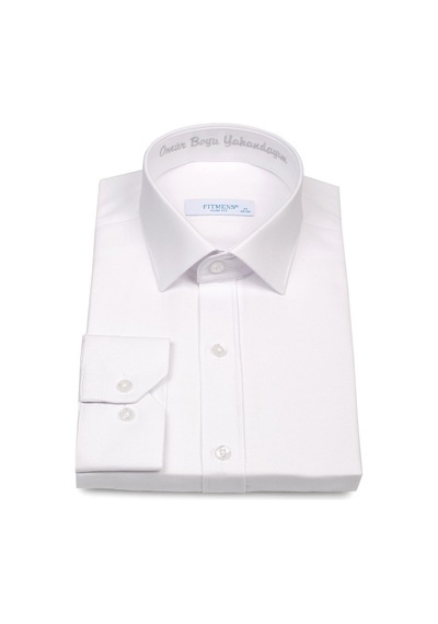 Erkek Slim Fit Uzun Kol Ömür Boyu Yakandayım Nakışlı Hediye Kutul Beyaz