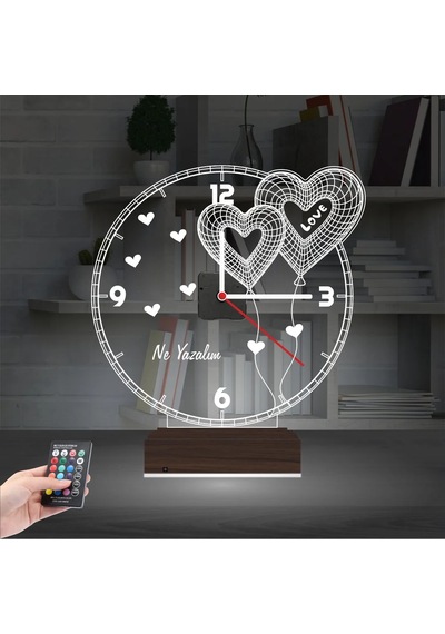 Luvivia Sevgiliye Hediye Kalp V2 Kişiye Özel Saatli 3d Lamba - Masa Gece Lambası
