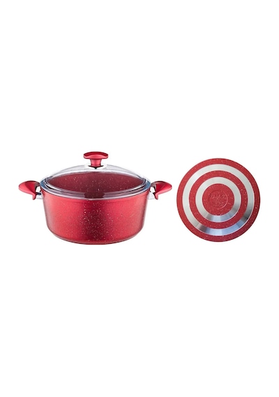 3110 - 2 Parça - Bio Granit - 18x10 Cm 2,0 Litre - Ptfe Ve Pfoa Içermeyen Derin Tencere Kırmızı Renk Kırmızı
