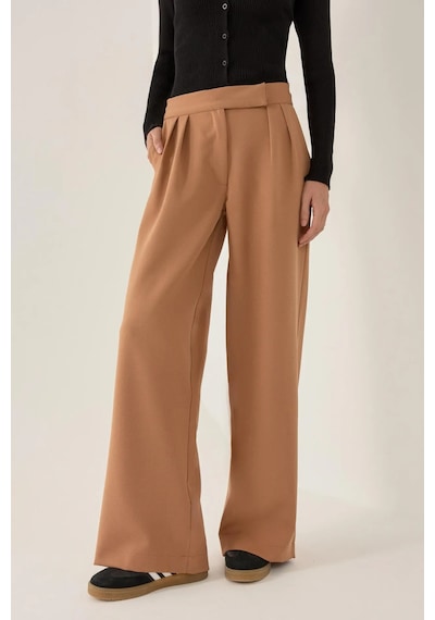 Hiccup Yüksek Bel Wide Leg Pantolon Kestane Kahvesi