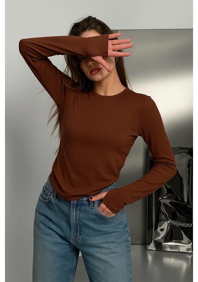 Bbbutikbasic Oys Model Parmak Geçmeli Buzzy Body S8345 Kahverengi