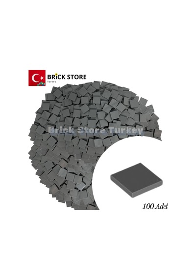 Yedek Parçalar,100 Adet 2x2 Tile Düz Fayans Parçası, Koyu Gri Dark Bluish Gray , 3068